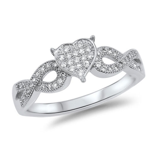 Silver CZ Ring - Heart