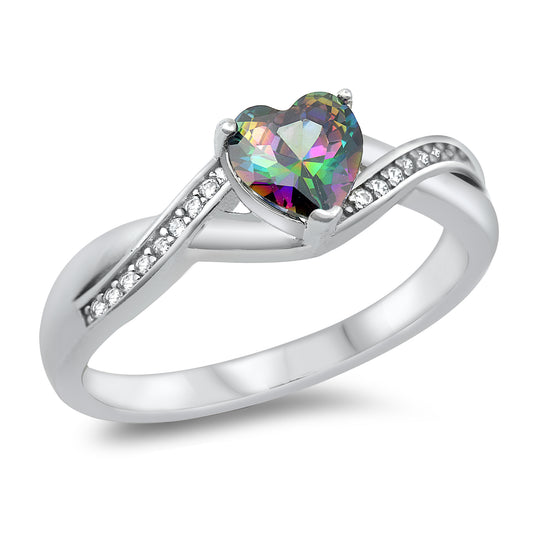 Silver CZ Ring - Heart