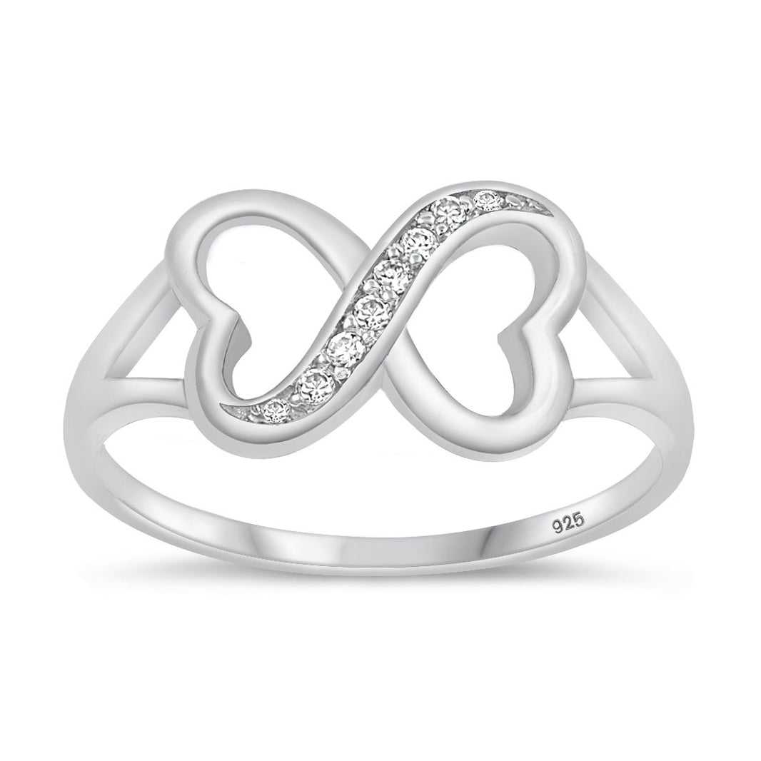 Silver CZ Ring - Infinity Heart