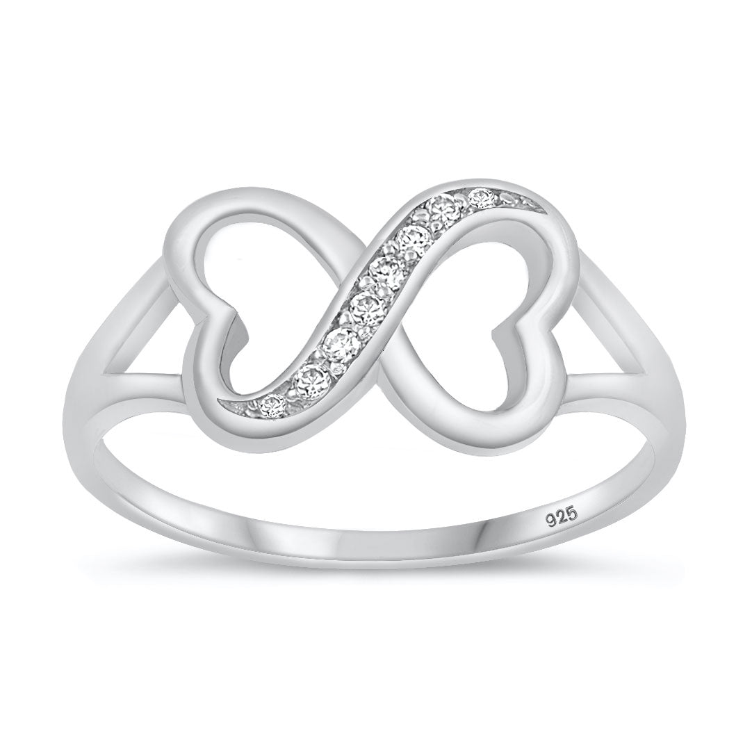 Silver CZ Ring - Infinity Heart