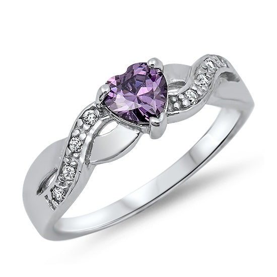 Silver CZ Ring - Heart