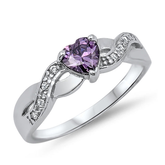 Silver CZ Ring - Heart