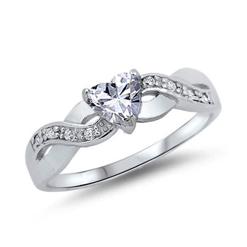 Silver CZ Ring - Heart