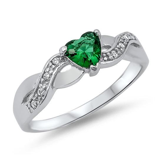 Silver CZ Ring - Heart