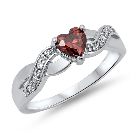 Silver CZ Ring - Heart