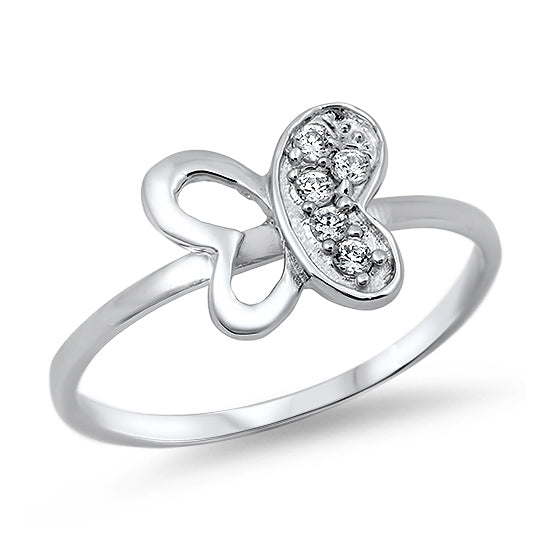 Silver CZ Ring - Butterfly