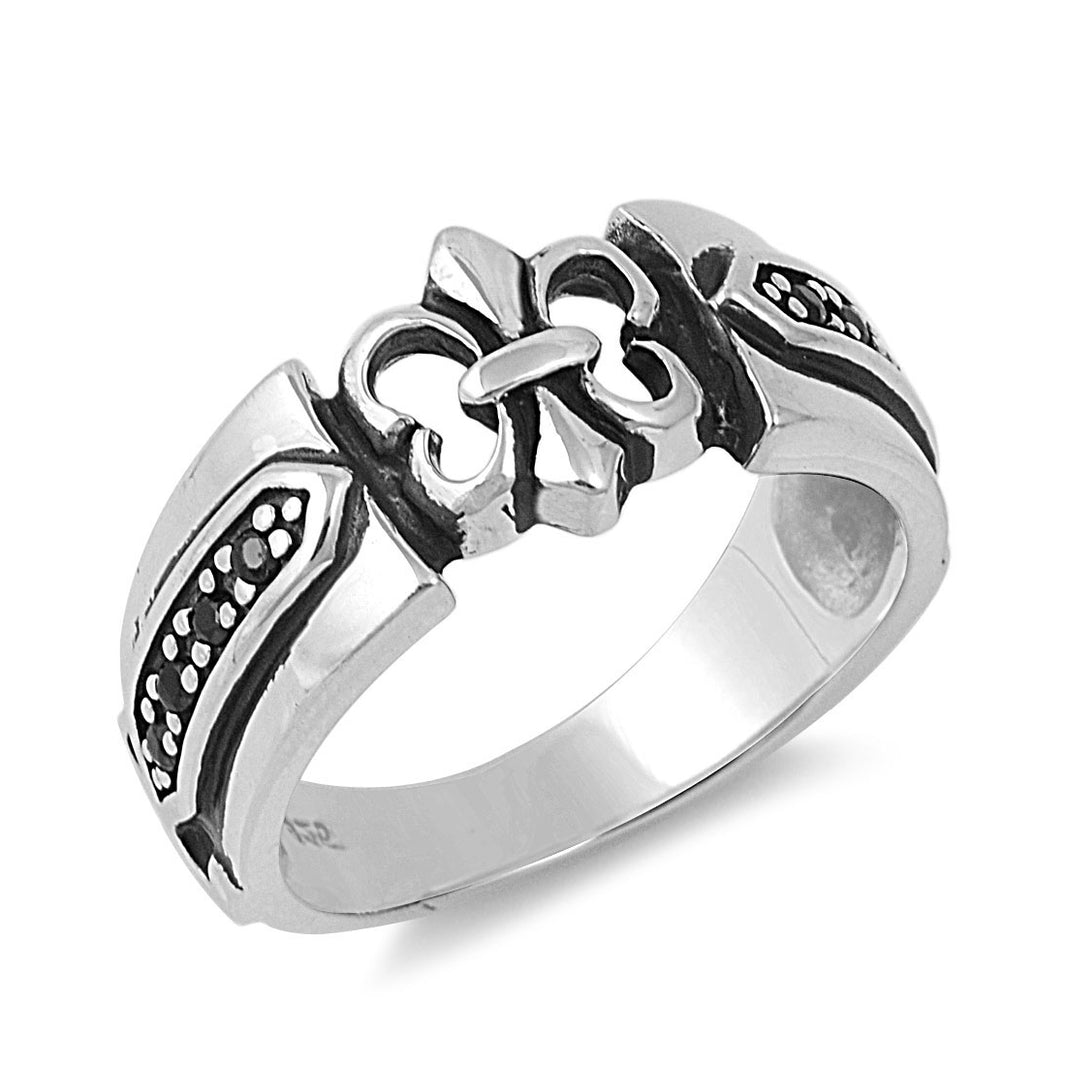 Silver CZ Ring - Fleur De Lise