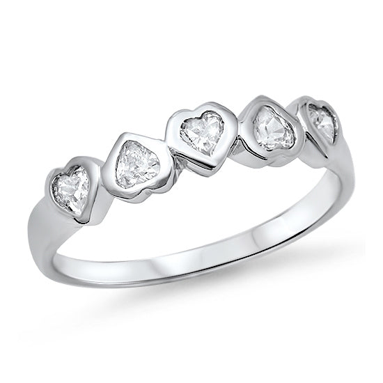 Silver CZ Ring - Heart