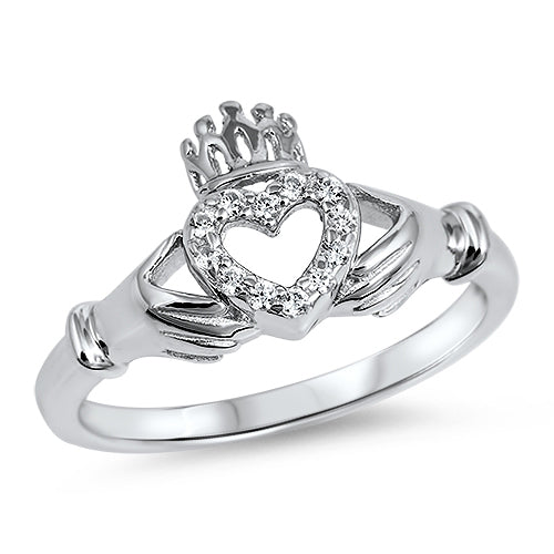 Silver CZ Ring - Claddagh Ring