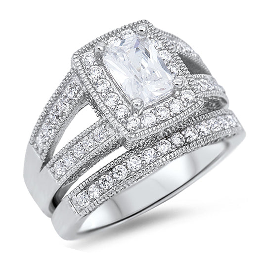 Silver Wedding Ring Sets
