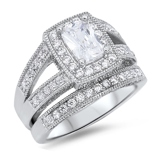 Silver Wedding Ring Sets