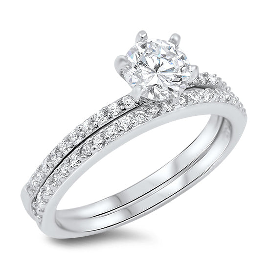 Silver Wedding Ring Sets