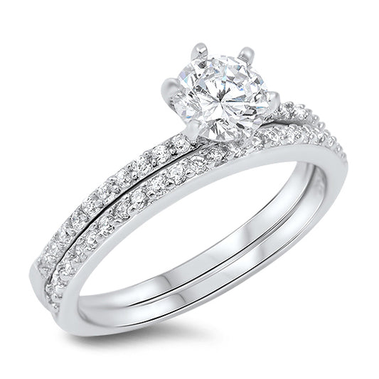 Silver Wedding Ring Sets