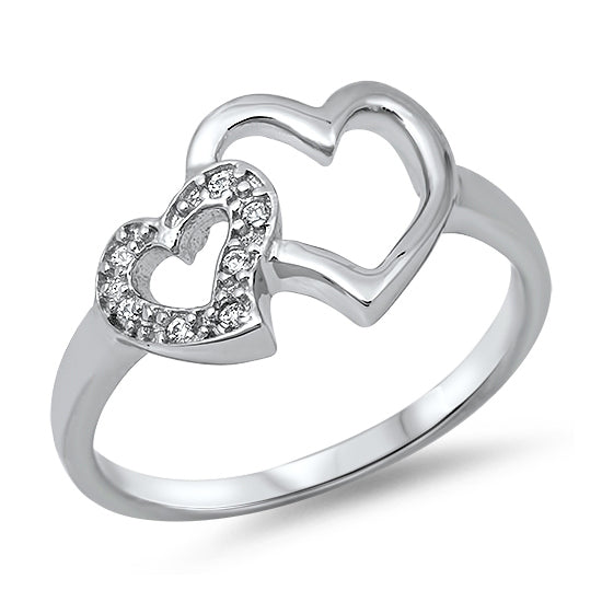 Silver CZ Ring - Heart