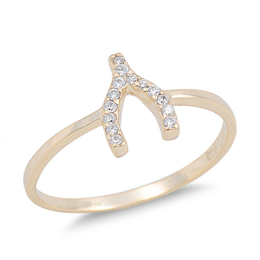 Silver CZ Ring - Wishbone