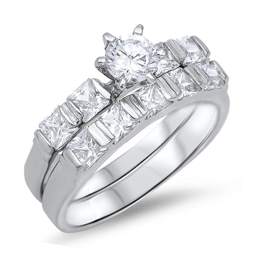 Silver Wedding Ring Sets