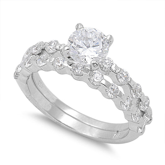 Silver Wedding Ring Sets