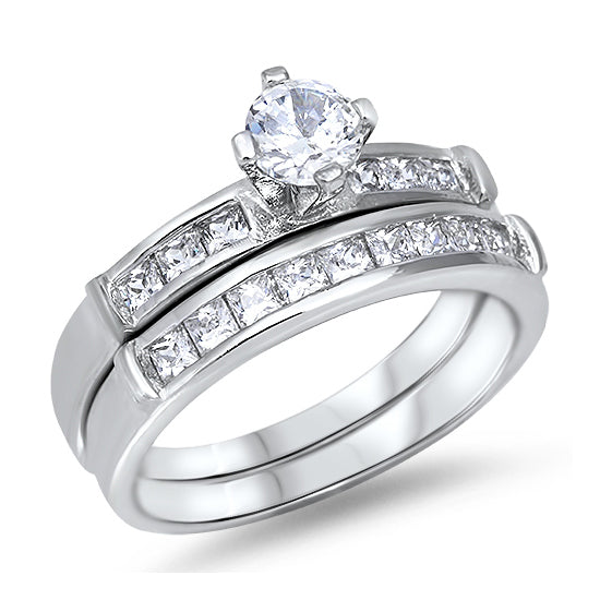 Silver Wedding Ring Sets