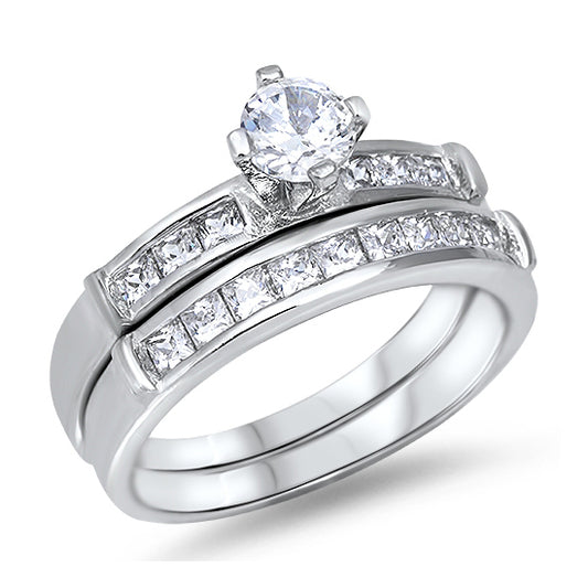 Silver Wedding Ring Sets