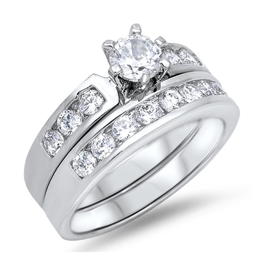 Silver Wedding Ring Sets