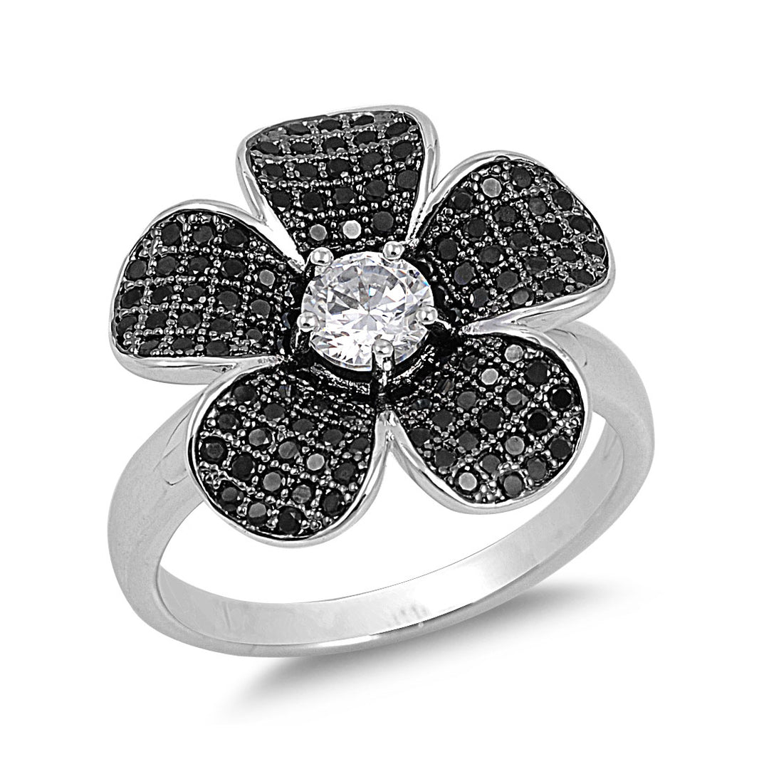 Silver CZ Ring - Flower