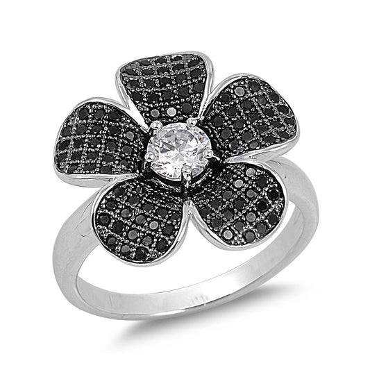 Silver CZ Ring - Flower