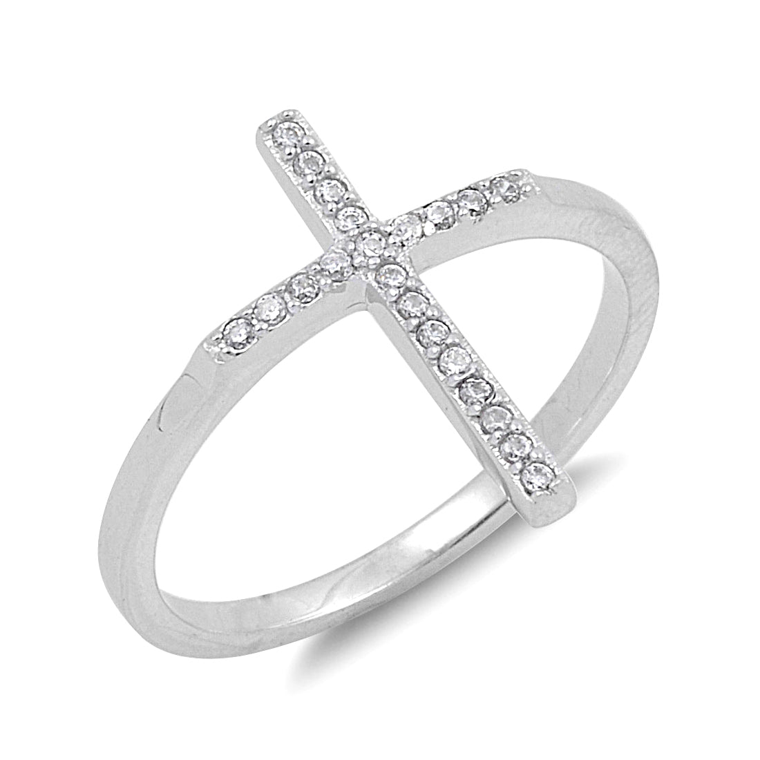 Silver CZ Ring - Cross