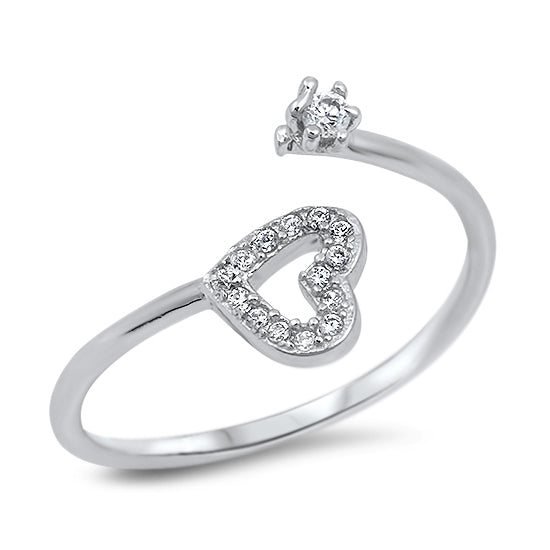 Silver Heart CZ Ring