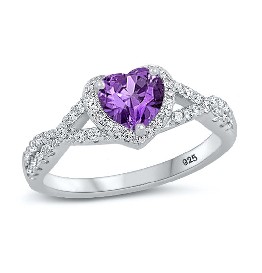 Silver CZ Ring - Heart