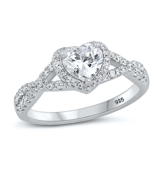 Silver CZ Ring - Heart