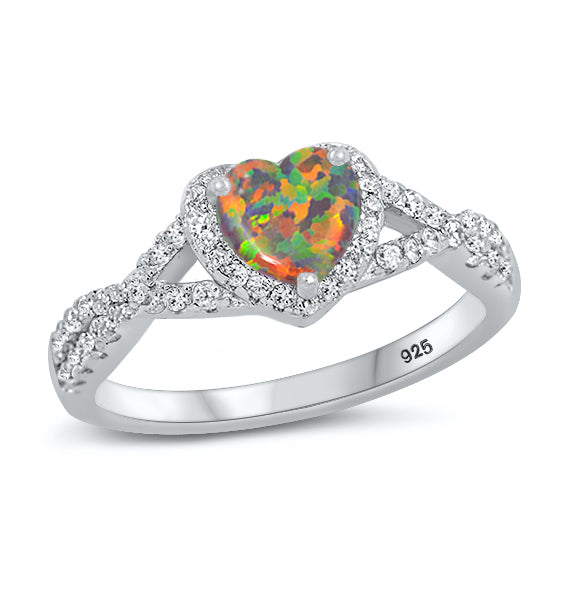 Silver CZ Ring - Heart