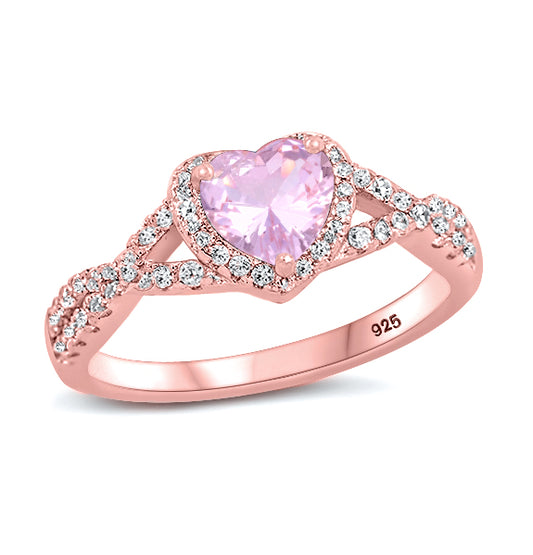 Silver CZ Ring - Heart