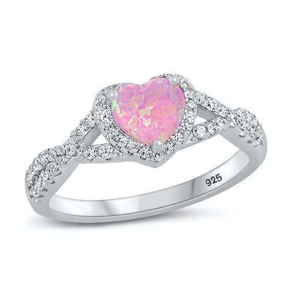 Silver CZ Ring - Heart