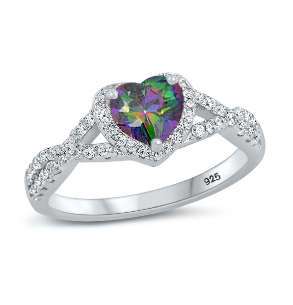 Silver CZ Ring - Heart