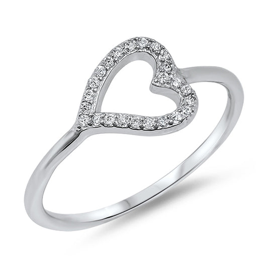 Silver Heart CZ Ring