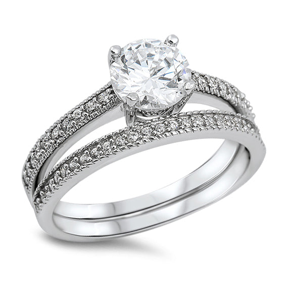 Silver Weding Ring Sets