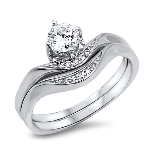 Silver Weding Ring Sets