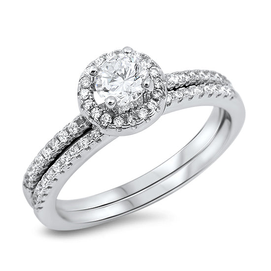 Silver Weding Ring Sets