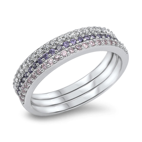 Silver CZ Ring - 3 Band