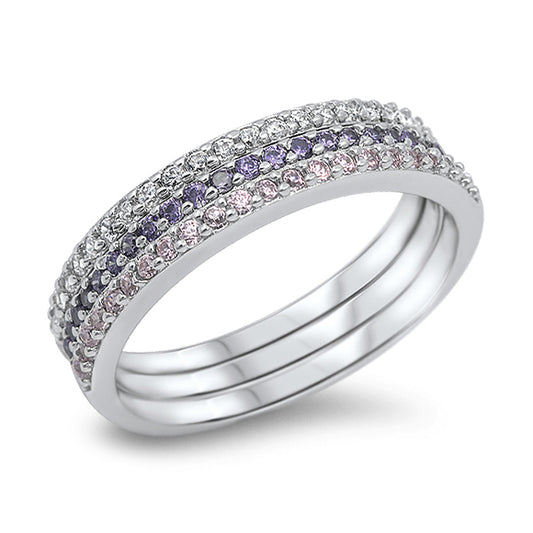 Silver CZ Ring - 3 Band