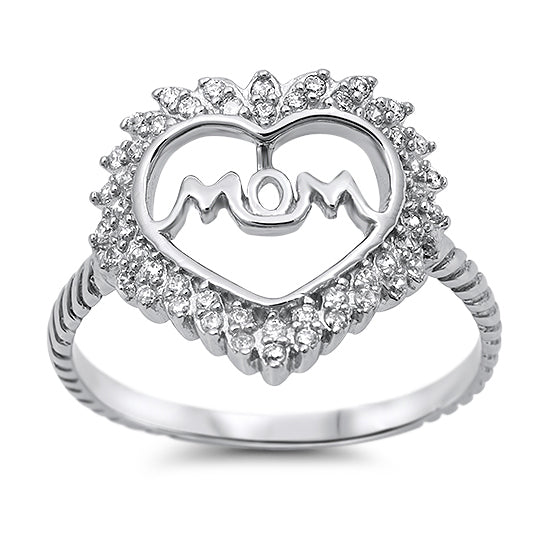 Silver Ring W/ CZ - Mom
