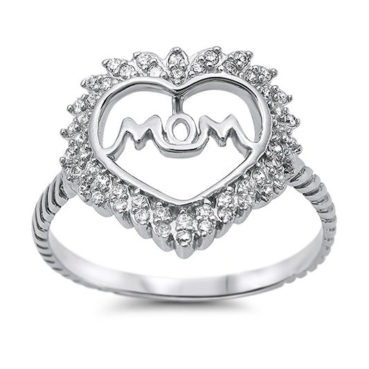 Silver Ring W/ CZ - Mom