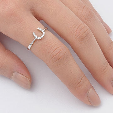 Silver CZ Ring - Horseshoe