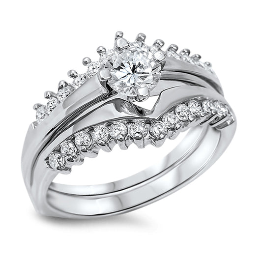Silver Weding Ring Sets