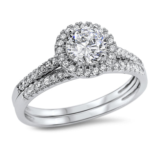 Silver Wedding Ring Set
