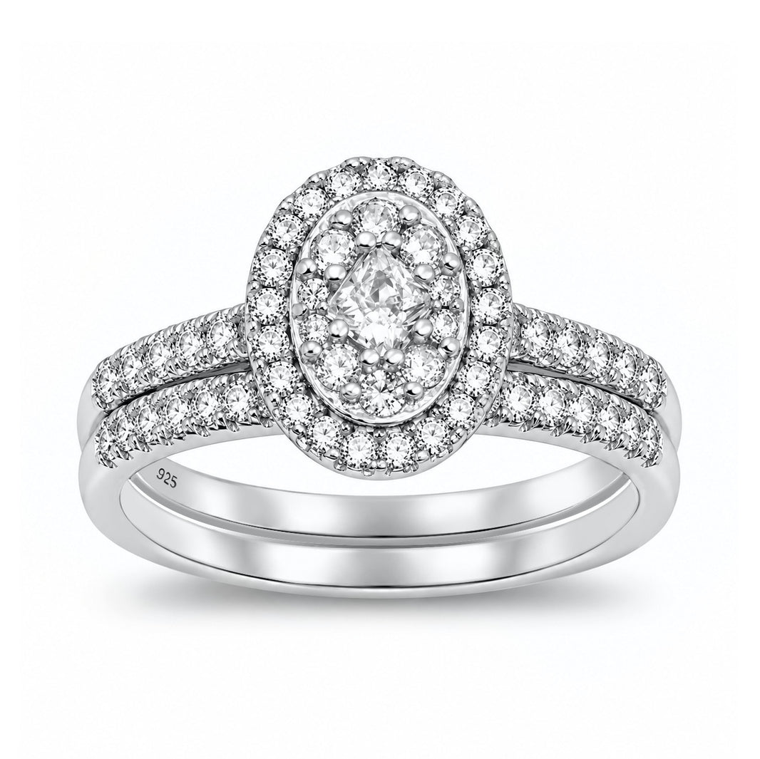 Silver CZ Wedding Ring Set