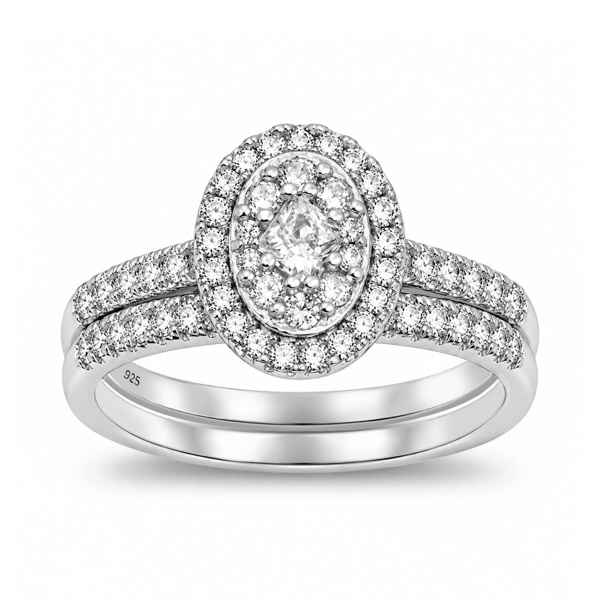 Silver CZ Wedding Ring Set