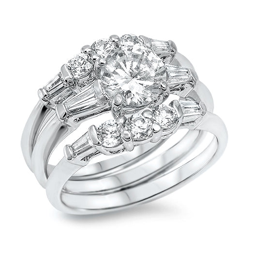 Silver CZ Ring - Wedding Set