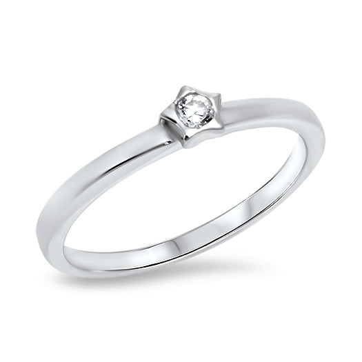 Silver CZ Ring - Star