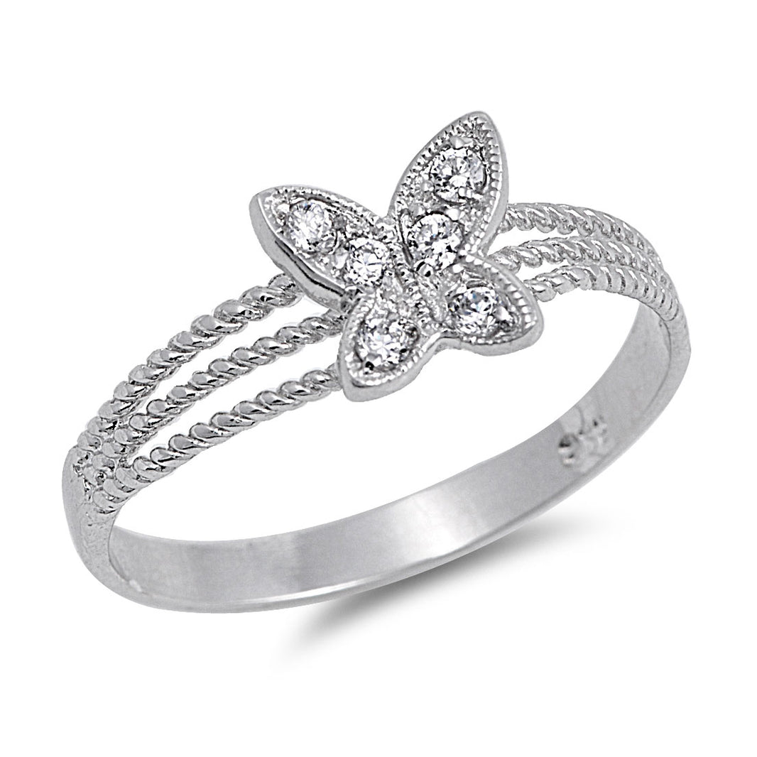 Silver CZ Ring - Butterfly